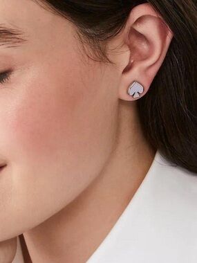Kate Spade Silver Everyday Spade Stud Earrings with Dust Bag Spring Classic